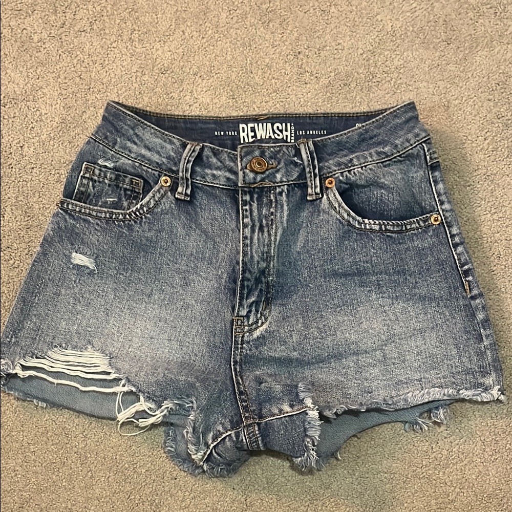 Rewash Blue Jean Shorts Distressed High-Waisted